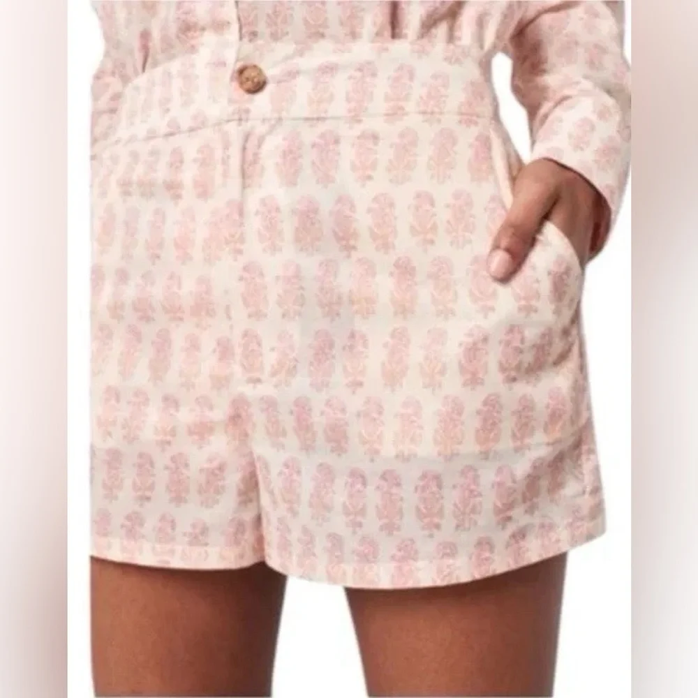 Faherty Women’s Malibu Shorts Pink Taj Floral Organic Cotton Size S NWT - Picture 1 of 9